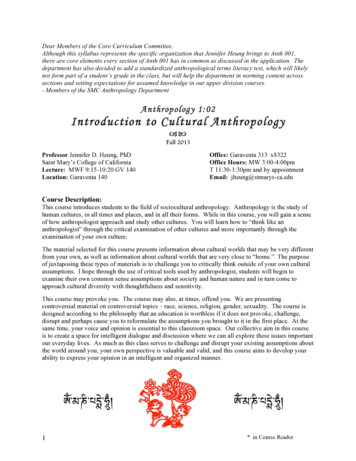 Anthropology 1:02 Introduction To Cultural Anthropology