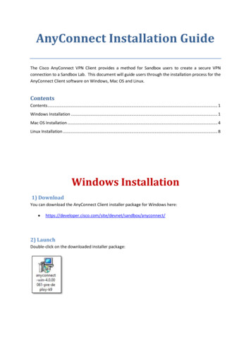 AnyConnect Installation Guide - Cisco