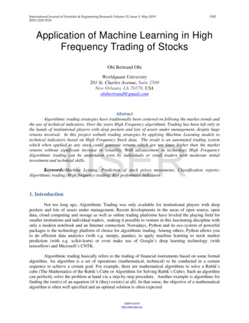 Application Of Machine Learning In High Frequency Trading .