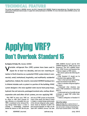 Applying VRF? - Ashrae 