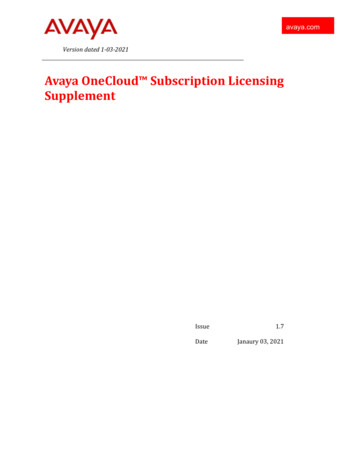 190986 Avaya OneCloud Subscription Licensing Supplement 01032021