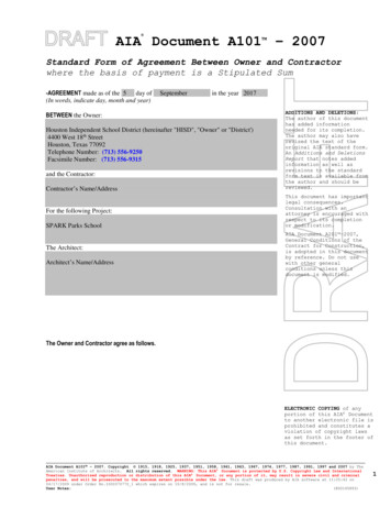  AIA Document A101TM 2007 - Houston ISD