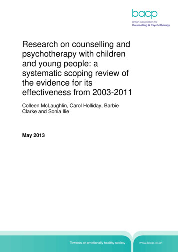 Research On Counselling And Psychotherapy With Children .