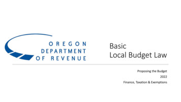 Basic Local Budget Law - Oregon.gov