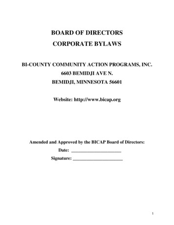 Board Of Directors Corporate Bylaws - Bi-cap