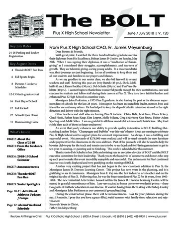 Pius X High School Newsletter June / July 2018 V. 120