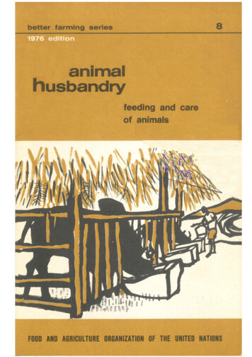 Animal Husbandry, Feeding And Are Of Animals