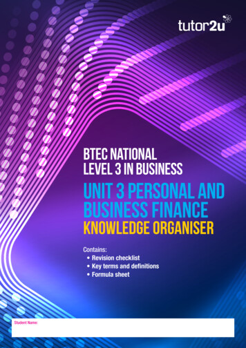 BTEC National Level 3 In Business UNIT 3 Personal 