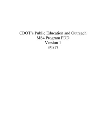 CDOT's Public Education And Outreach MS4 Program PDD Version 1 3/1/17