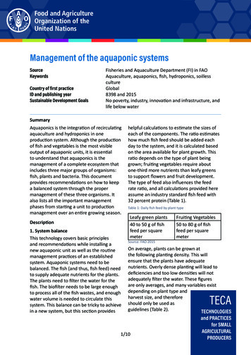 Management Of The Aquaponic Systems