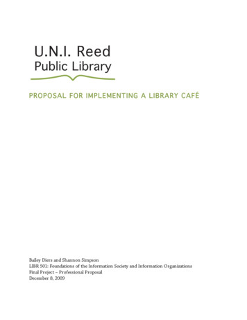 PROPOSAL FOR IMPLEMENTING A LIBRARY CAFÉ - UBC Blogs
