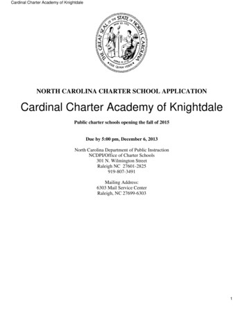 NORTH CAROLINA CHARTER SCHOOL APPLICATION Cardinal Charter Academy Of .