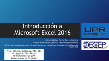 Introducción A Microsoft Excel 2016 - Administración Central