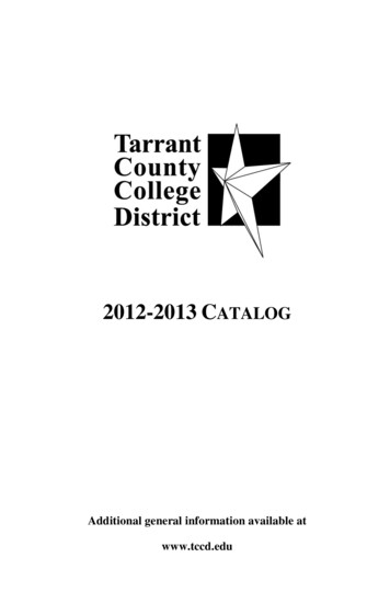 TARRANT COUNTY COLLEGE DISTRICT - Catalog.tccd.edu