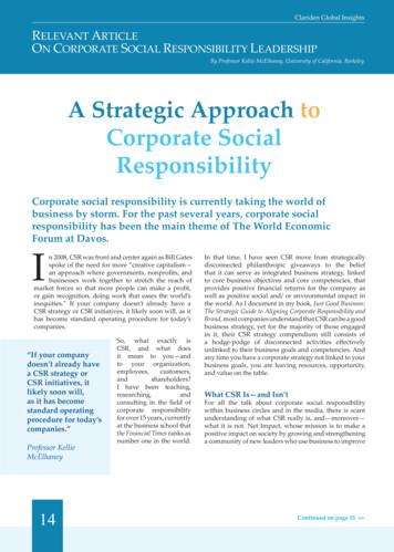 A Strategic Approach To Corporate Social Responsibility