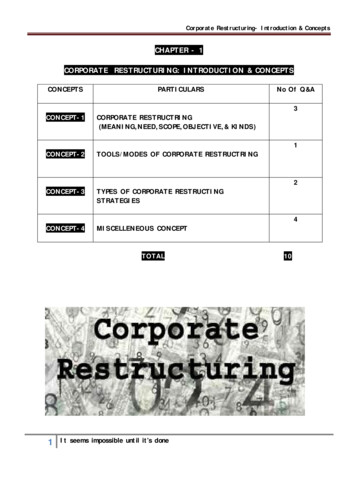 CHAPTER - 1 CORPORATE RESTRUCTURING: INTRODUCTION & CONCEPTS - BediCreative
