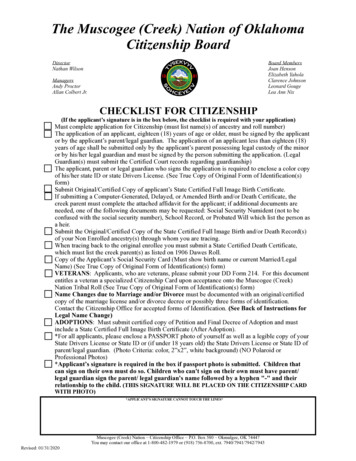 The Muscogee (Creek) Nation Of Oklahoma Citizenship 