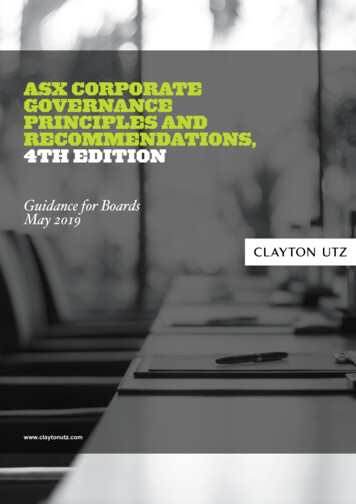 ASX CORPORATE GOVERNANCE PRINCIPLES AND . - 