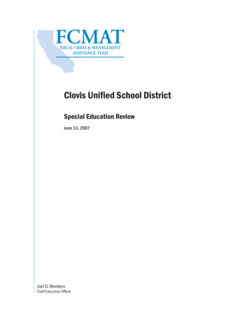 Clovis Uniﬁ Ed School District - FCMAT