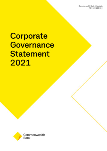 Corporate Governance Statement 2021 - CommBank