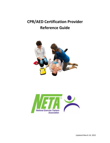 CPR/AED Certification Provider Reference Guide