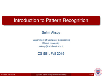 Introduction To Pattern Recognition - Cs.bilkent.edu.tr