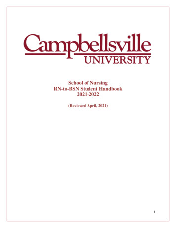 School Of Nursing RN-to-BSN Student Handbook 2021-2022 - CU Online
