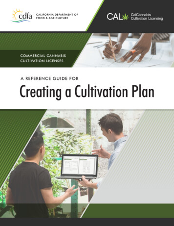 A Reference Guide For Creating A Cultivation Plan