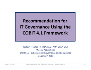 Recommendation For IT Governance Using The COBIT 4.1 