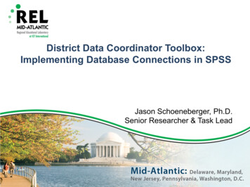 District Data Coordinator Toolbox: Implementing Database .