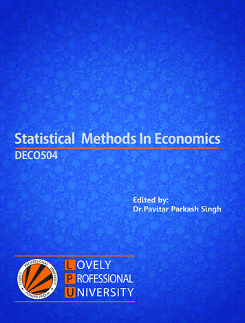 Statistical Methods In Economics