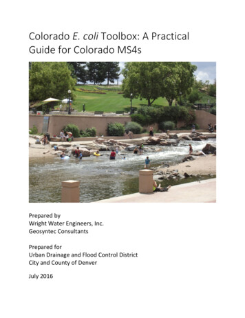 Colorado E. Coli Toolbox: A Practical Guide For Colorado 