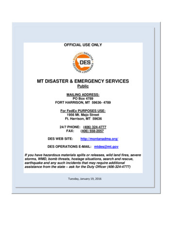 MT DISASTER & EMERGENCY SERVICES - Montana
