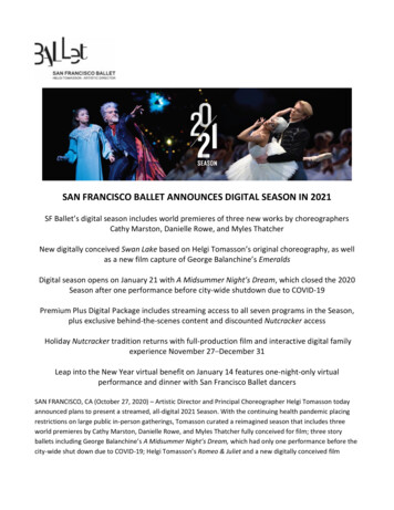 SAN FRANCISCO BALLET ANNOUNCES DIGITAL SEASON IN 