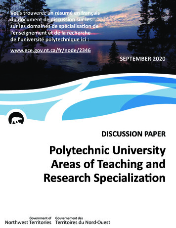 DISCUSSION PAPER Polytechnic University Areas Of Teaching And Research .