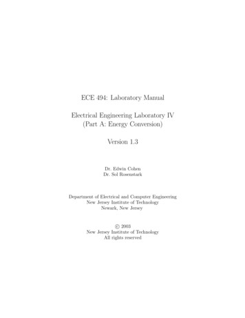 ECE 494: Laboratory Manual Electrical Engineering Laboratory IV (Part A .
