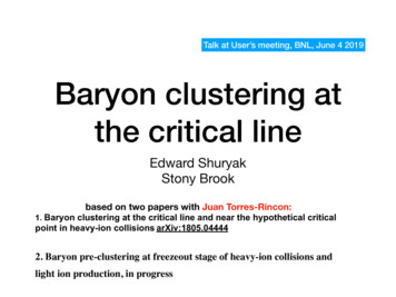 Baryon Clustering At The Critical Line - Brookhaven National Laboratory