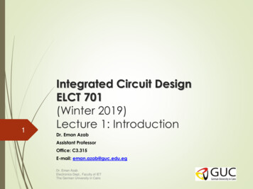 Integrated Circuit Design ELCT 701 - German University In .