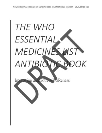 THE WHO ESSENTIAL MEDICINES LIST ANTIBIOTIC BOOK