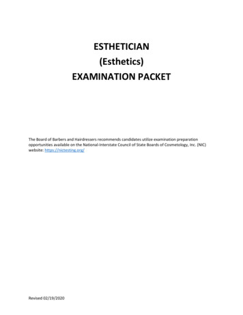 ESTHETICIAN (Esthetics) EXAMINATION PACKET