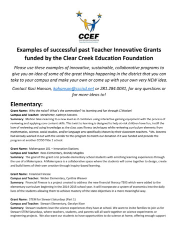 Examples Of Successful Past Teacher Innovative Grants .