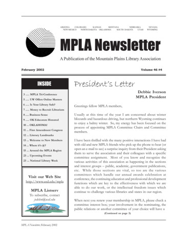 MPLA Newsletter - Mountain Plains Library Association