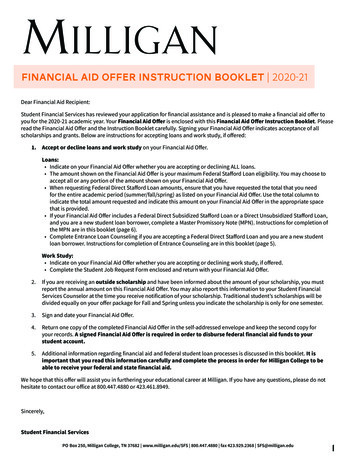 Financial Aid Offer Instruction Booklet 2020-21 - Milligan