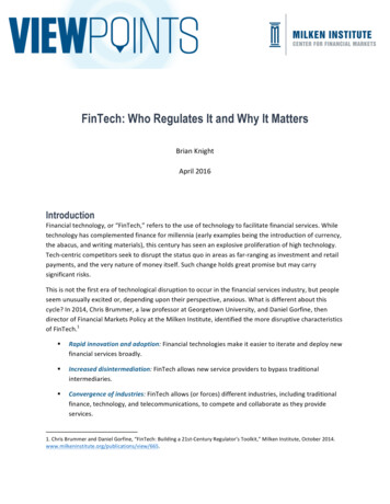 Fintech Who Regulates It And Why It Matters - Milken 