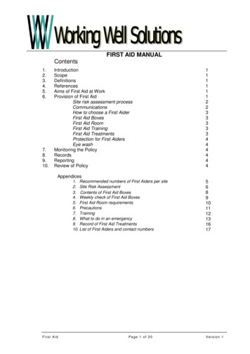 FIRST AID MANUAL Contents - Working Well Solutions