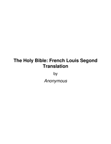 The Holy Bible: French Louis Segond Translation