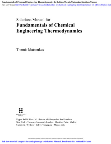 Fundamentals Of Chemical Engineering Thermodynamics 