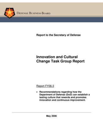 Innovation And Cultural Change Task Group Report