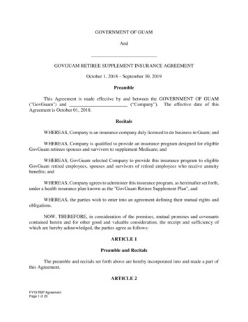 Government Of Guam Govguam Retiree Supplement Insurance Agreement
