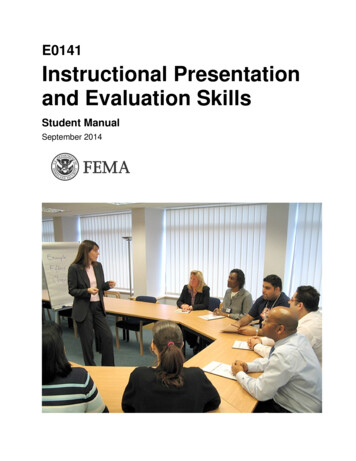 E0141 Instructional Presentation And Evaluation Skills